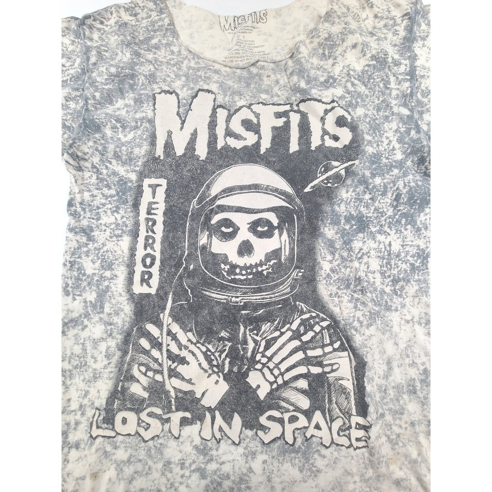 Misfits Terror Lost in Space Skeleton Astronaut T-Shirt Mens S Gray Acid Wash